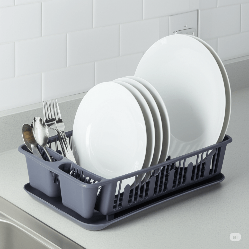 Escurridor para Platos de Plástico con Charola Gris Cubasa 101-01-1236