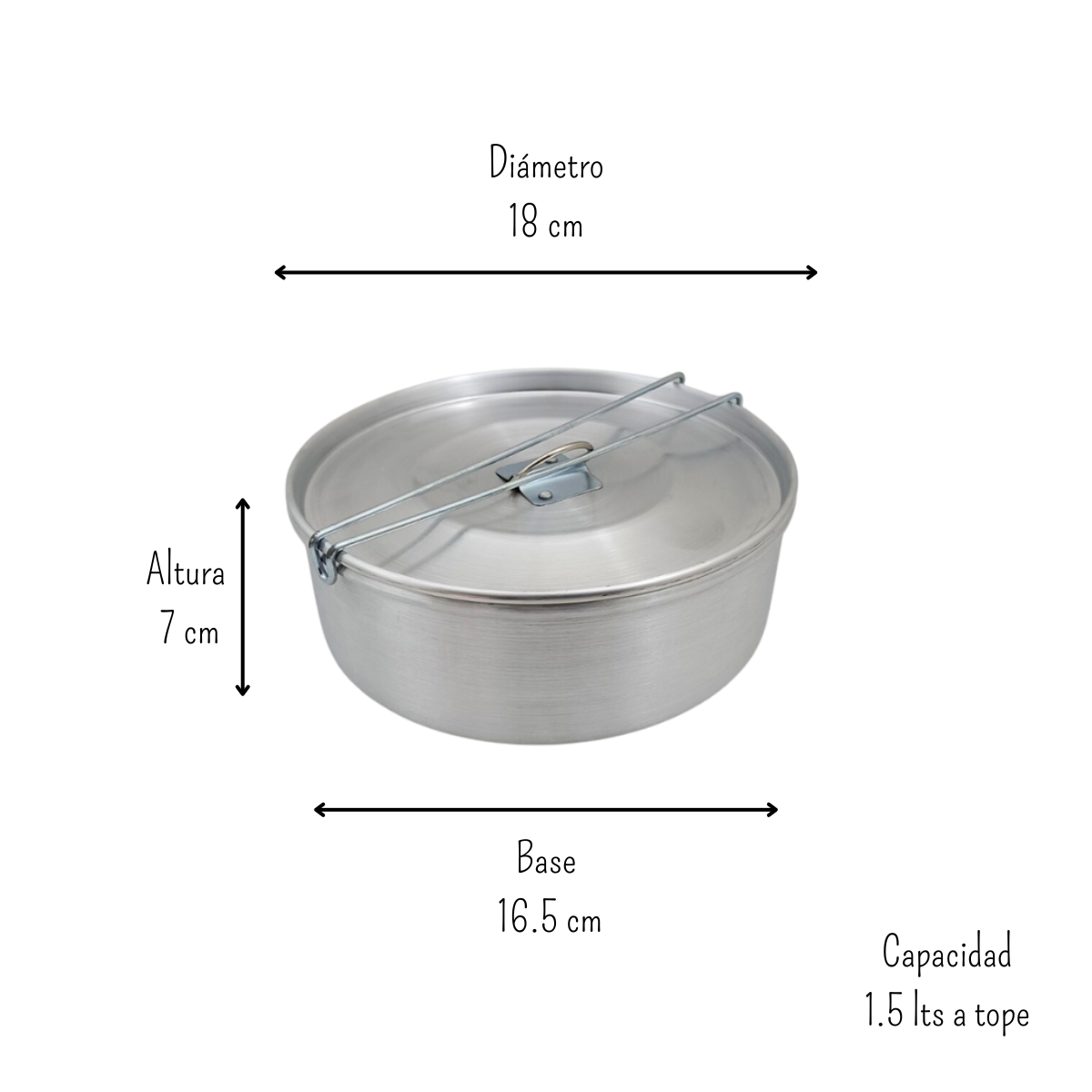 Flanera Fiambrera de Aluminio con Tapa y Seguro 18 cm Cocina de Bea Aluminio Puro