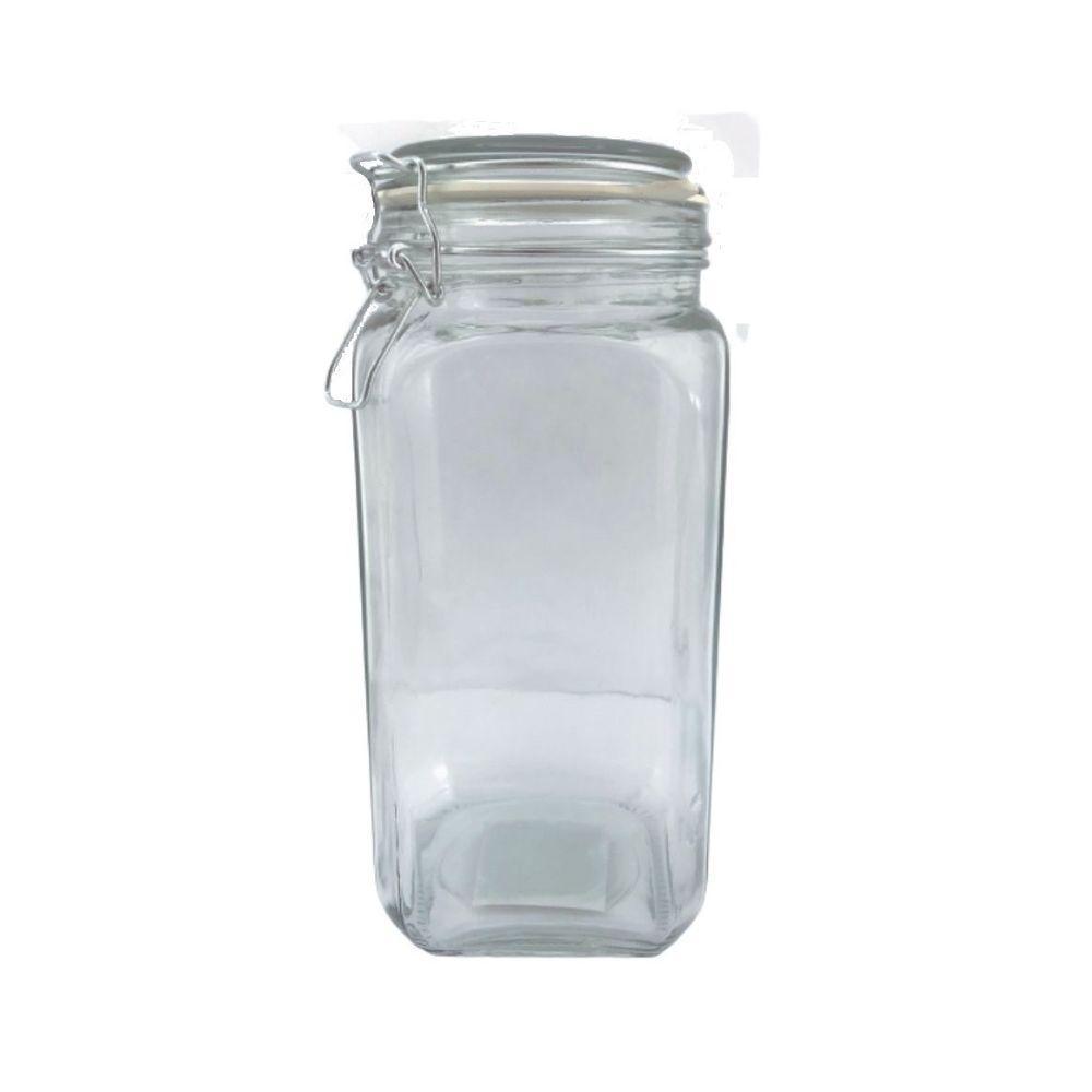 Frasco Brocal Cuadrado de Vidrio 1.75 Litros con Tapa Hermética con Broche Jemaflex