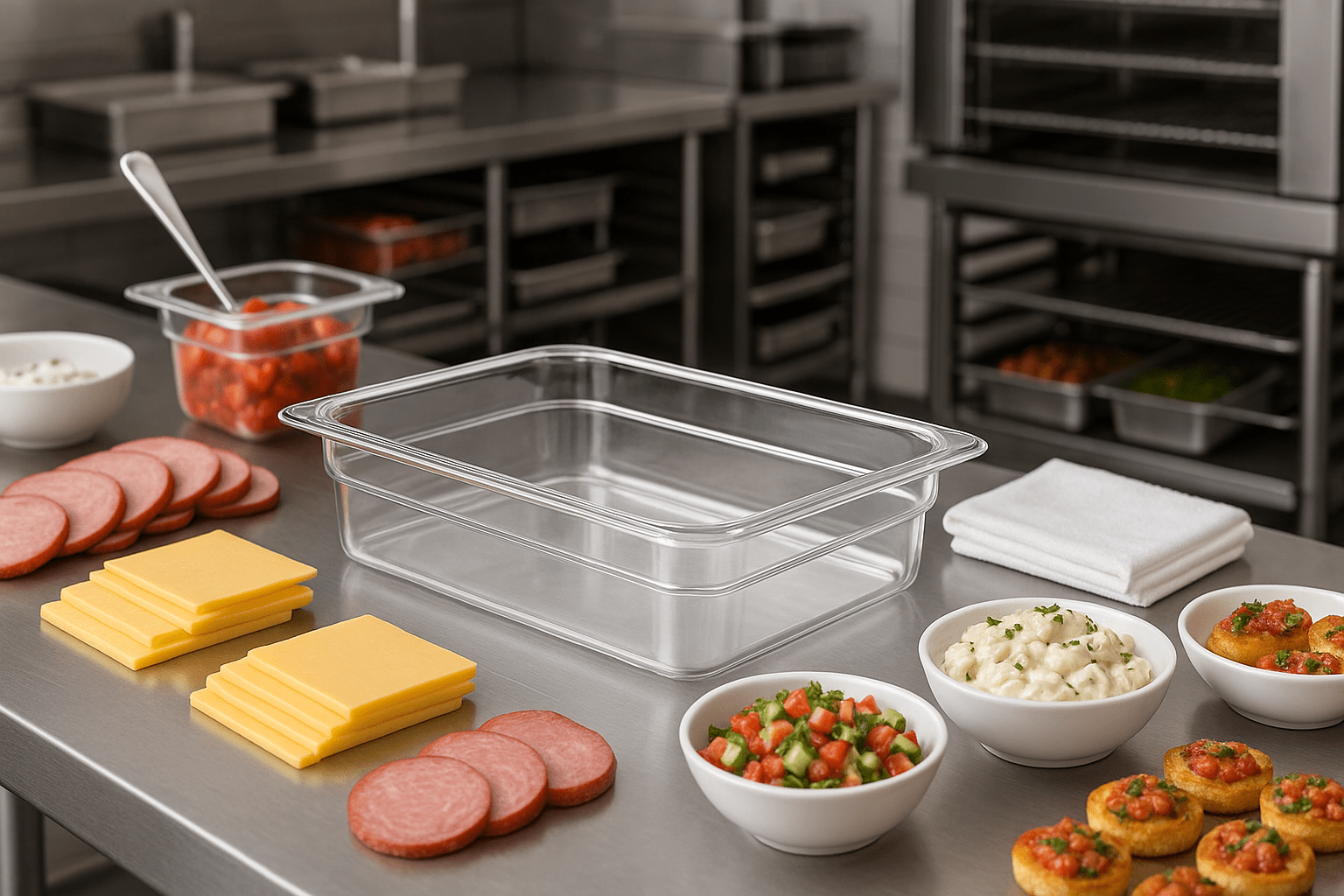 Inserto Contenedor Recipiente Medio de 4.5 Litros 2.5'' 6.3 cm Policarbonato AntiJam TB202 Buffetware HORECA