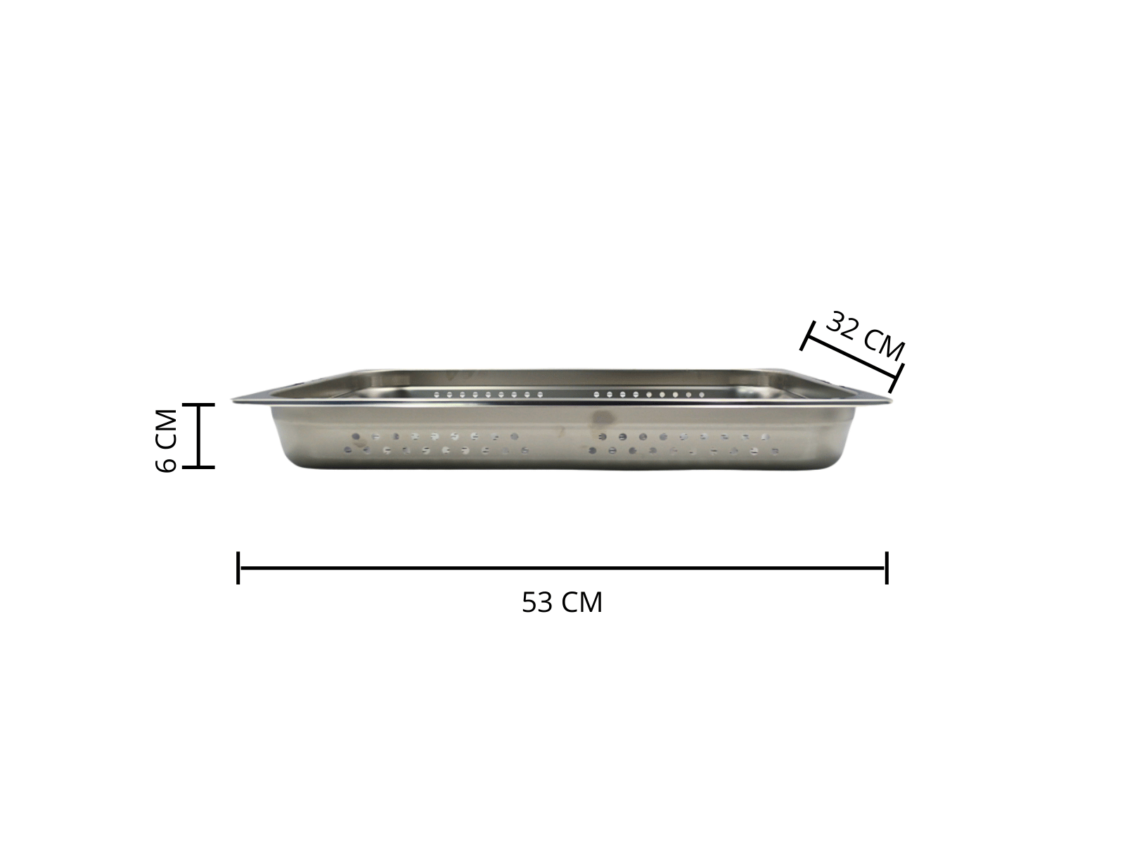 Inserto Recipiente Entero Perforado de 7 Litros 32x53x6 cm Acero Inoxidable BW112 Buffetware
