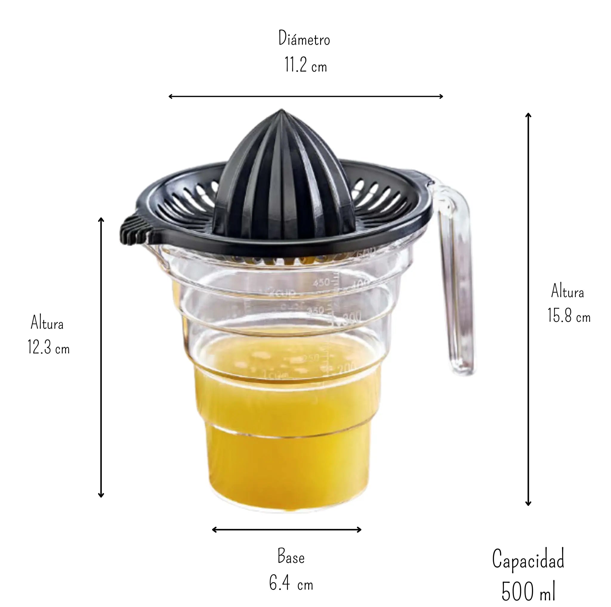 Jarra Medidora de Poliprepileno de 500 ml con Tapa de Cítricos Emhouse EP-635