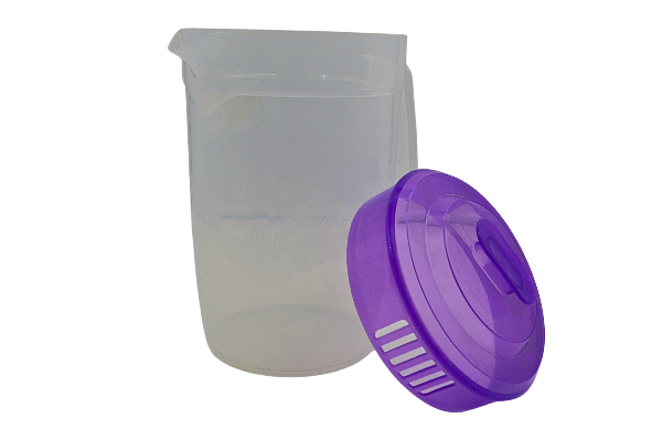 Jarra de Plástico Graduada 4 Litros Transparente con Tapa de Varios Colores Bonita