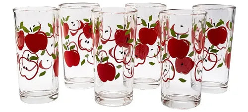 Juego de 6 Vasos de Vidrio Resistente Modelo Manzanas de 240 ml Crisa 1721141