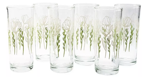 Set de 6 Vasos Clásico de Vidrio 240 ml de Flor de Campo Crisa 1721144