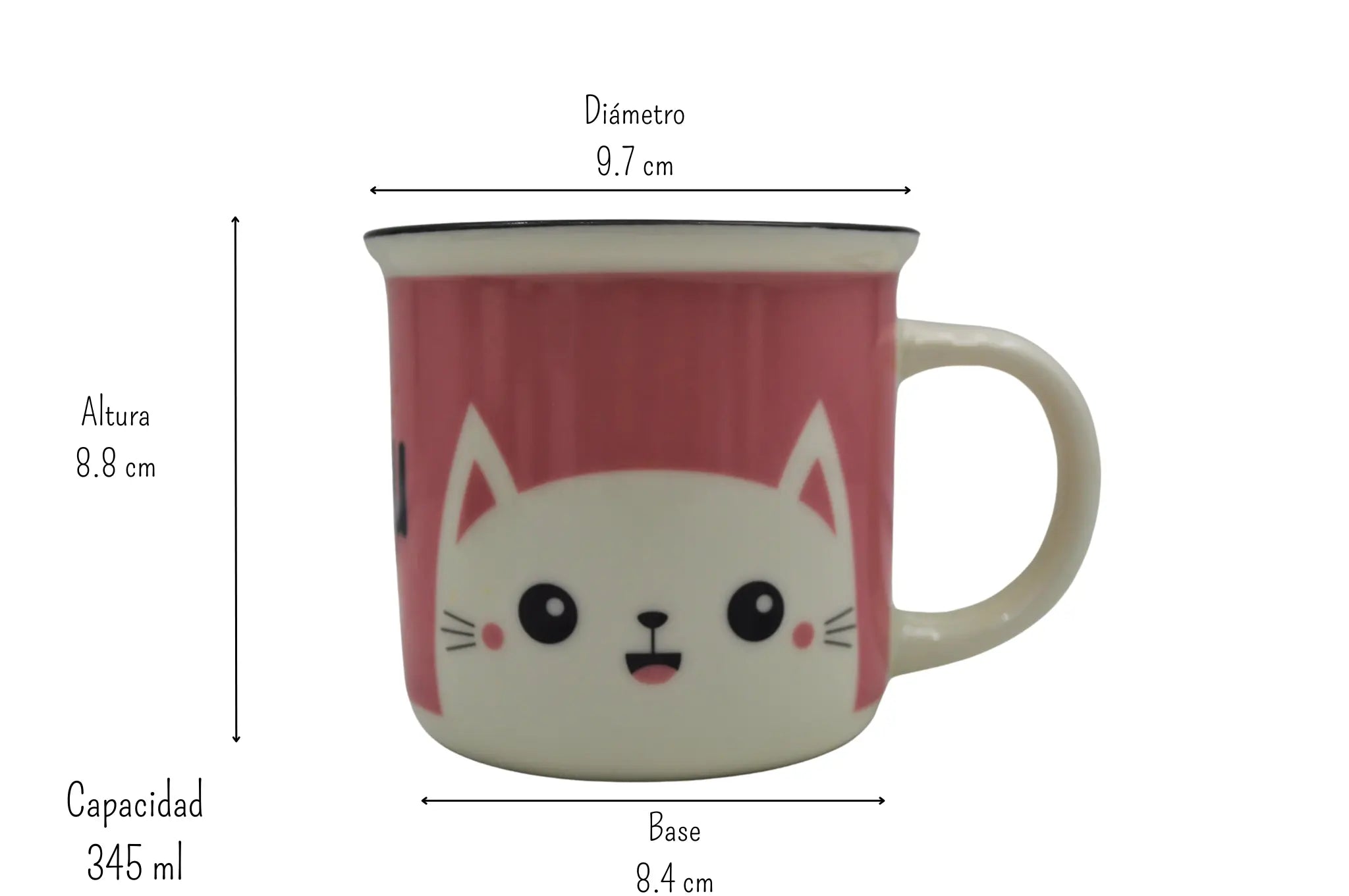 Juego de 2 tazas de 345 ml de Gatos Michis de Porcelana Resistentes Apto Microondas AM17-002