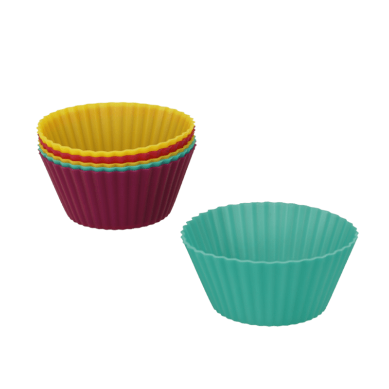 Juego de 6 Mini Moldes de Silicón para Repostería Cupcakes Varios Colores 7 cm Metaltex