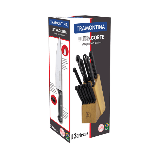 Juego de Cuchillos para Cocina de Acero Inoxidable con Base de Madera 14 piezas UltraCorte 32200/193 Tramontina