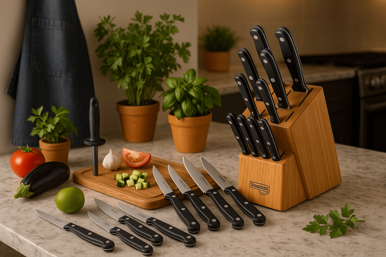 Juego de Cuchillos para Cocina de Acero Inoxidable con Base de Madera 14 piezas UltraCorte 32200/193 Tramontina