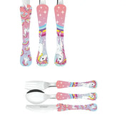 Juego de Cubiertos de 3 piezas Infantil de Acero Inoxidable Decorado Rosa