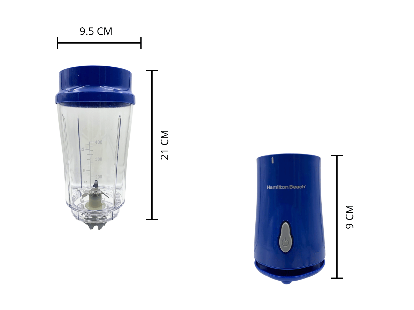 Licuadora Individual de Una Sola Porción Portátil Alámbrica Cuchillas de Acero Inoxidable con Tapa de Viaje Azul 51132G Hamilton Beach