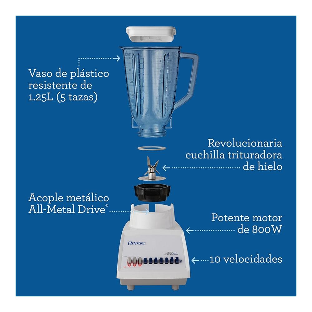 Licuadora de 10 Velocidades con Vaso Plástico Blanca Vintage Oster 2178225 Sin Caja
