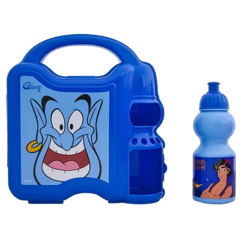 Lonchera con Botella de 400 ml de Plástico Genio Aladdin Azul 1669-646
