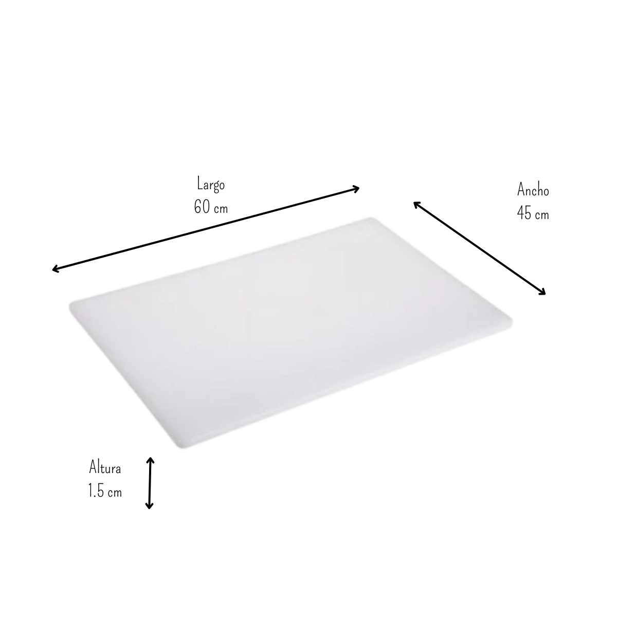 Tabla para Picar de Polietileno Blanca de 60x45x1.5 cm DS303B Buffetware