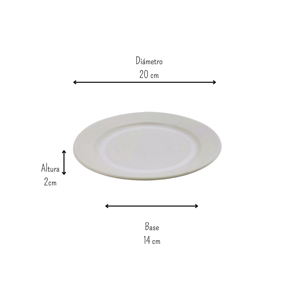 Plato  Redondo Pastelero Arrocero 20 cm de Loza Blanco Barcelona Santa Anita 320157