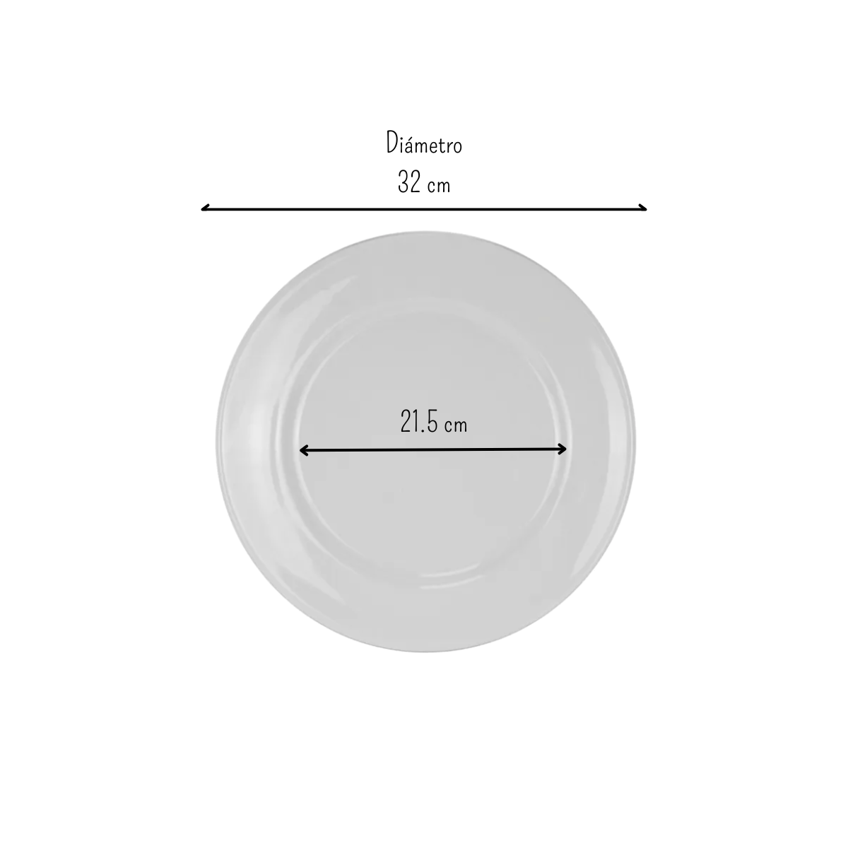 Plato base de 32 cm de Loza tipo Cerámica Elegante Clásico Blanco Glacial 311138 Santa Anita