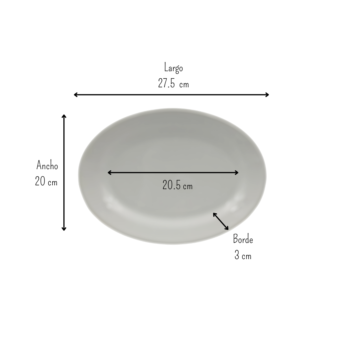 Plato Ovalado de 27 cm de Loza Tipo Cerámica Elegante Clásico Blanco Glacial 310106 Santa Anita