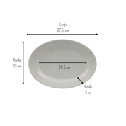 Plato Ovalado de 27 cm de Loza Tipo Cerámica Elegante Clásico Blanco Glacial 310106 Santa Anita