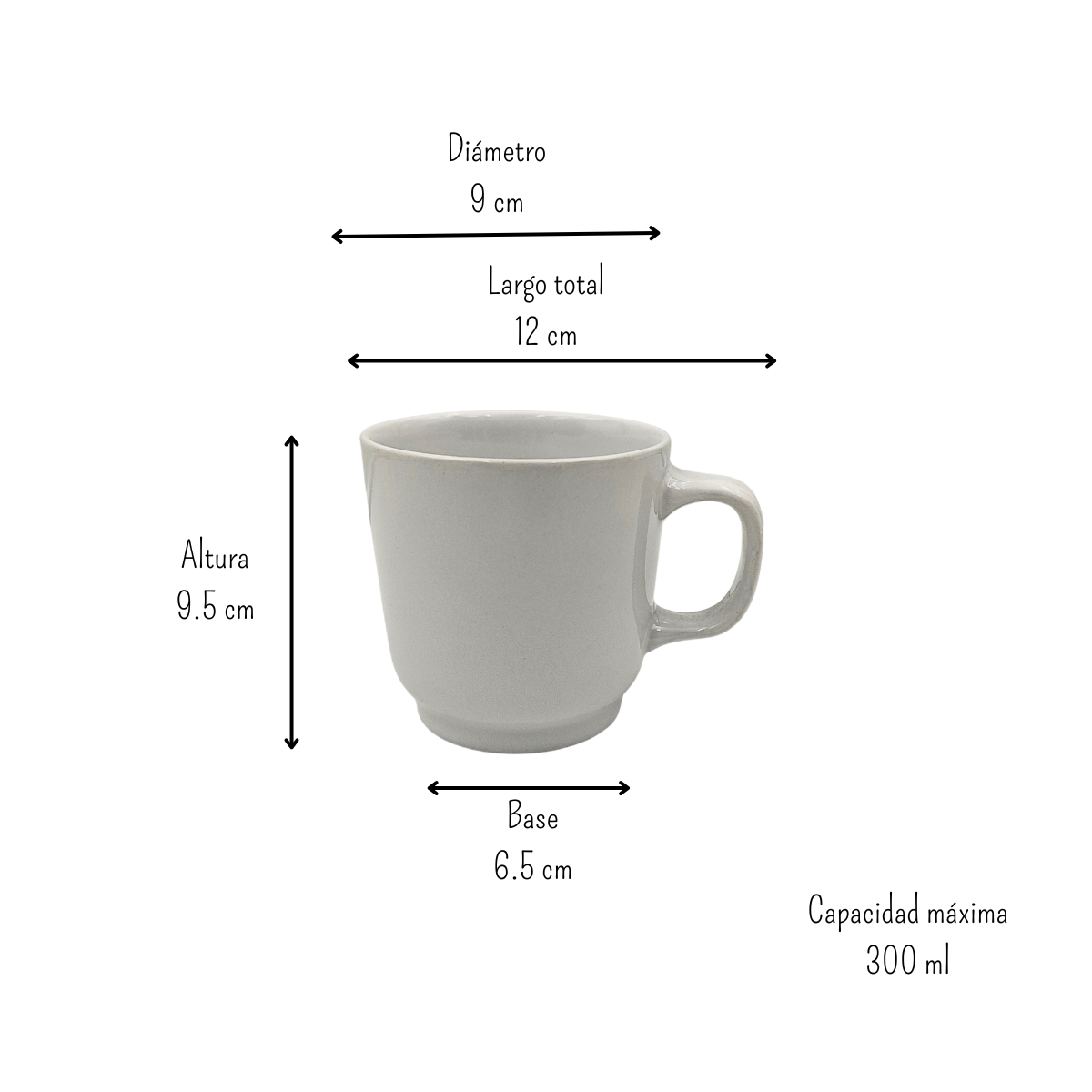 Taza Mug Embrocable para café 290 ml de Loza Tipo Cerámica Blanco Glacial 310099 Santa Anita
