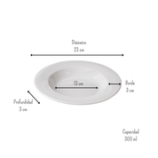 Plato Sopero 23 cm de Loza Tipo Cerámica Elegante Clásico Blanco Glacial 310541 Santa Anita
