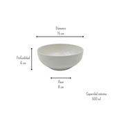 Tazón cereal 500 ml 17 Oz de Loza Tipo Cerámica Elegante Clásico Blanco Glacial 3106461 Santa Anita