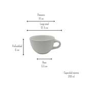 Taza clásica 220 ml 7 Oz de Loza Tipo Cerámica Elegante Clásico Blanco Glacial 314795 Santa Anita