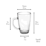 Tarro cervecero jarra mug taza de vidrio 500 Ml para café bebidas V475190