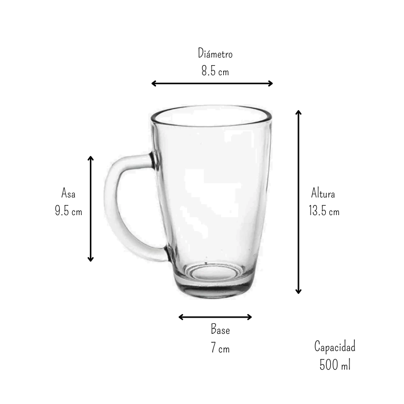 Tarro cervecero jarra mug taza de vidrio 500 Ml para café bebidas V475190