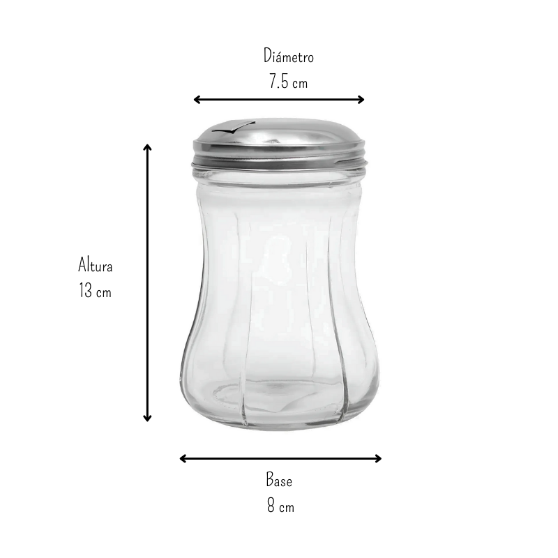 Azucarera De Vidrio Uría 420 ml con tapa de acero inoxidable