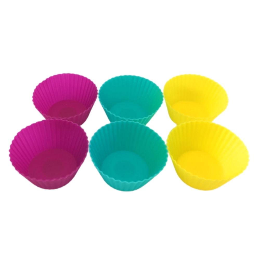 Juego de 6 Mini Moldes de Silicón para Repostería Cupcakes Varios Colores 7 cm Metaltex