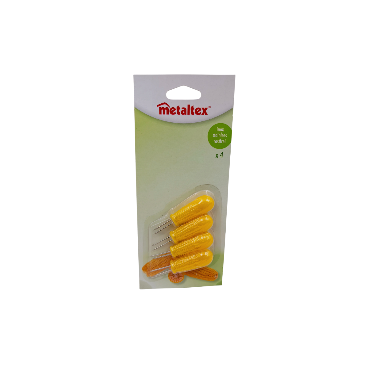 Kit de 4 tenedores pinchos para elotes o bocadillos 259807 Metaltex