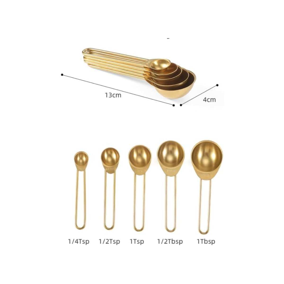 Juego de 5 cucharas medidoras de acero inoxidable para repostería