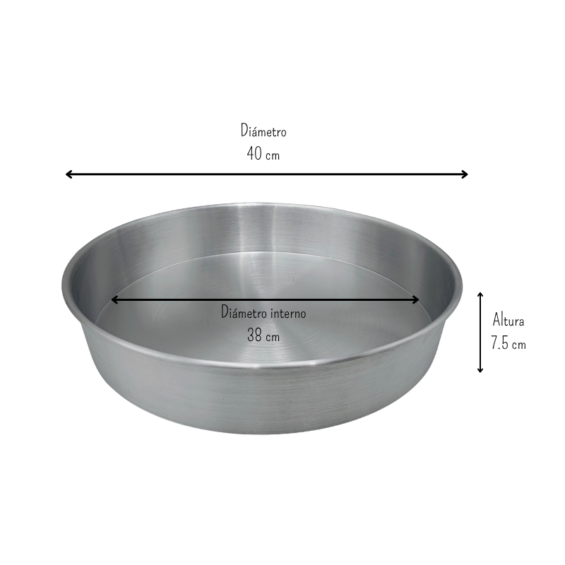 Molde Grande de Aluminio Redondo Para Pastel 40 x 7.5 Cm (15.7in) Komale