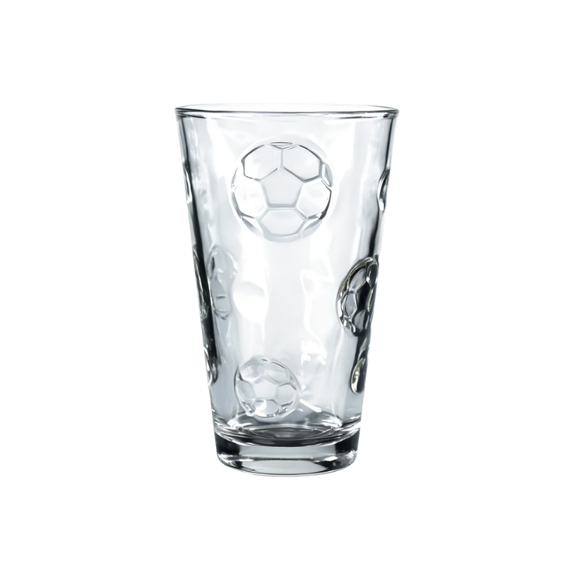 Vaso de vidrio para cerveza relieve balón futbol 416 ml Michelada 1725152