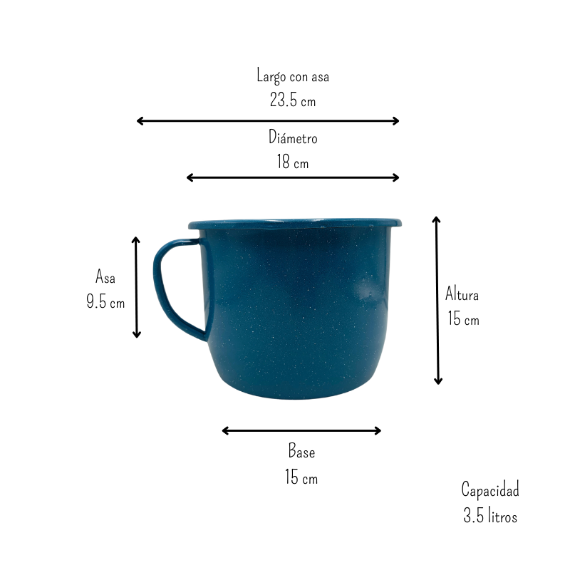 Pocillo Hervidor Olla Grande De Peltre 15 Cm 3.5 Litros Prodesa AT VR18