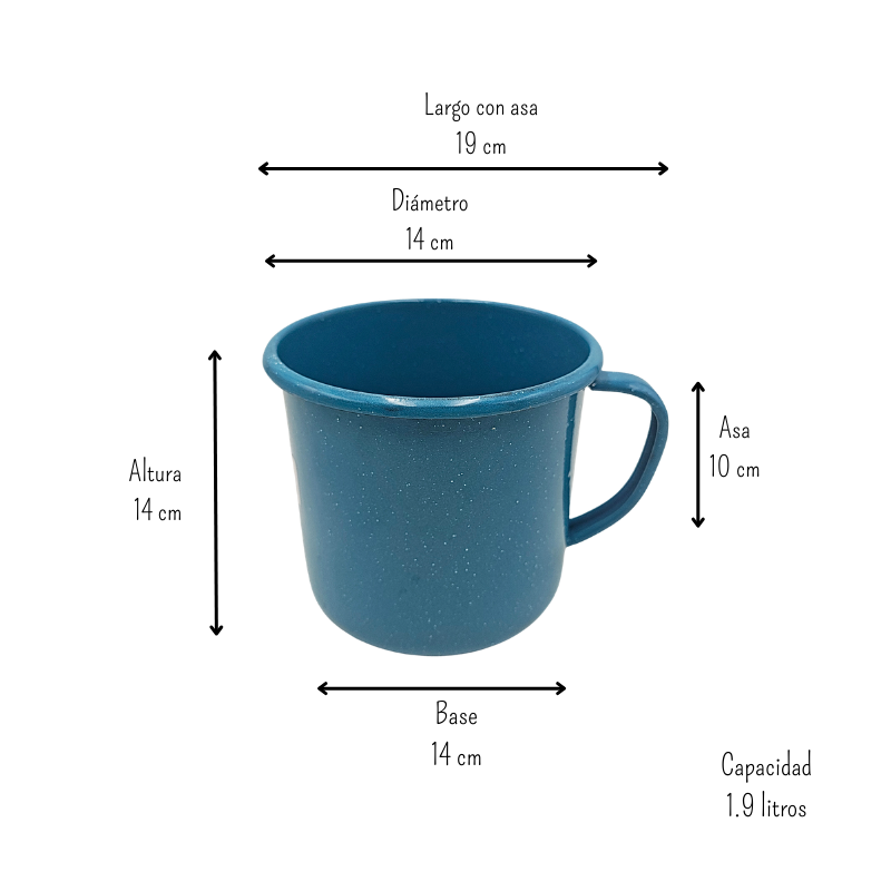 Pocillo Taza Vaso Hervidor De Peltre Recto 14 Cm 1.9 Litros Prodesa AT V14