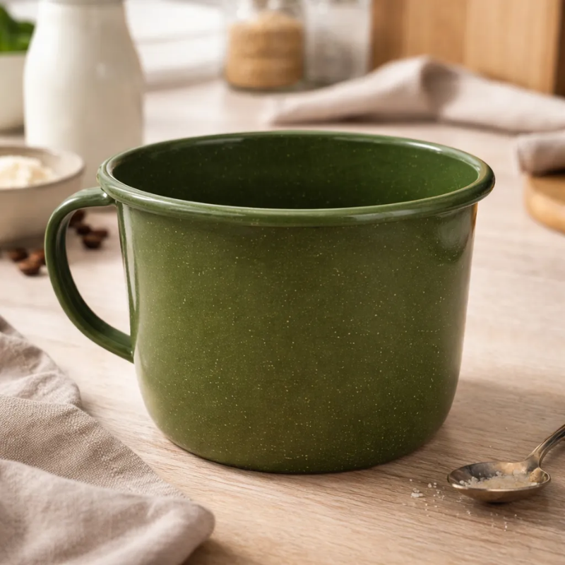 Pocillo Hervidor Olla Grande De Peltre 15 Cm 3.5 Lts Verde Jaspe Prodesa VR18, 18 VJ