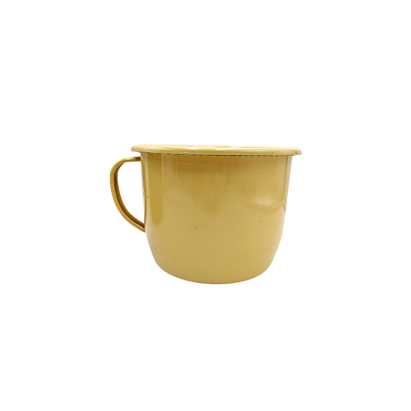 Pocillo Hervidor Olla Grande De Peltre 15 Cm 3.5 Lts Mostaza Prodesa VR18, 18MO