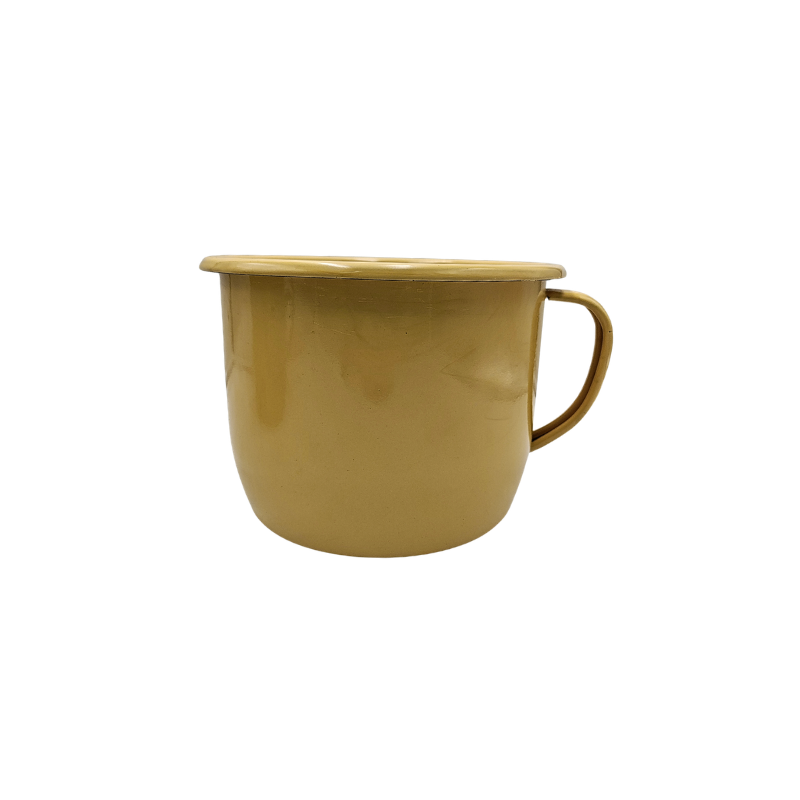 Pocillo Hervidor Olla Grande De Peltre 15 Cm 3.5 Lts Mostaza Prodesa VR18, 18MO