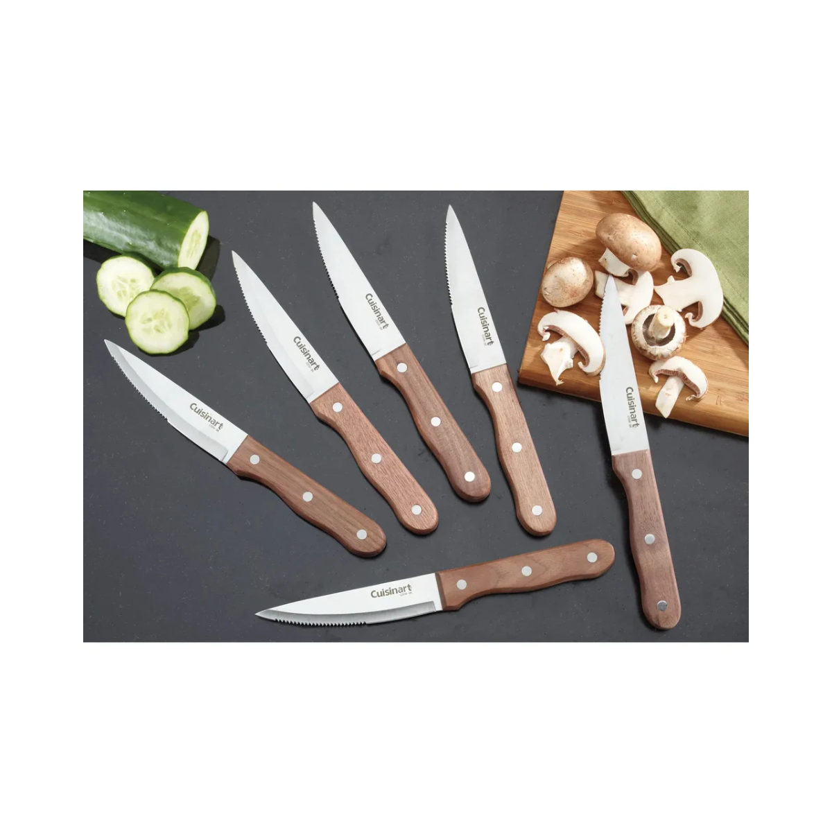 Juego cuchillos de madera triple remache para carne 6 pzas Cuisinart C55W-S6STK