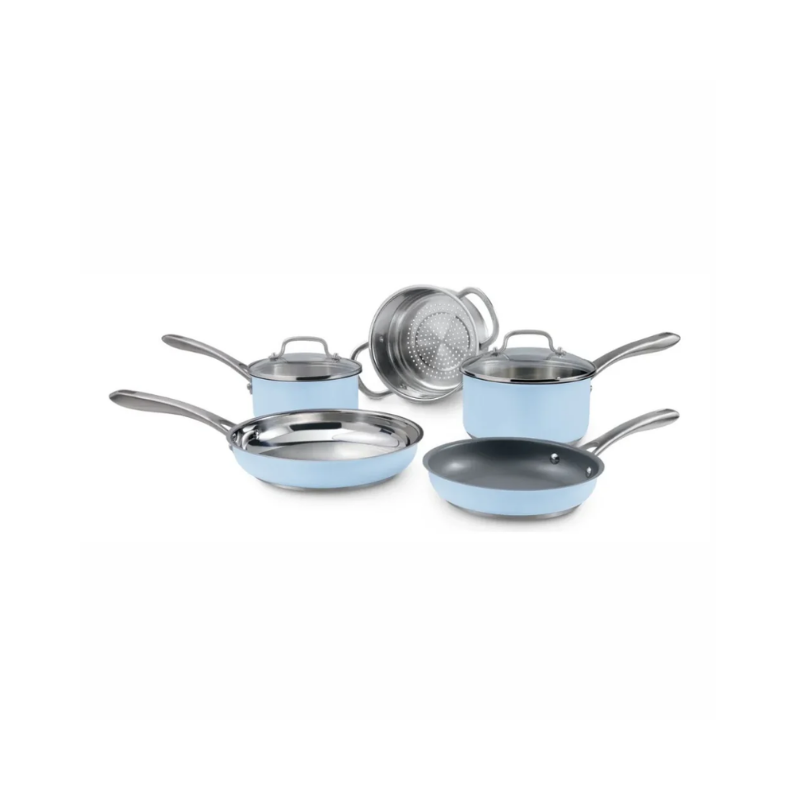 Batería de cocina 7 Pzs Sugar mate acero inoxidable Cuisinart 837-7MSSES