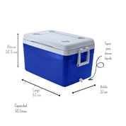 Hielera de plástico portátil con válvula de drenaje 50lts 70 latas cerveza AR016911A
