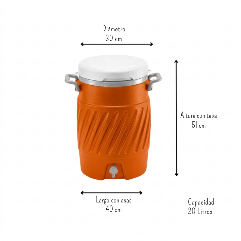 Termo de plástico con tapa y llave dispensadora COOLER 20 litros AR016570