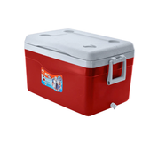 Hielera plástico portátil con válvula drenaje roja 50lts 70 latas AR016911
