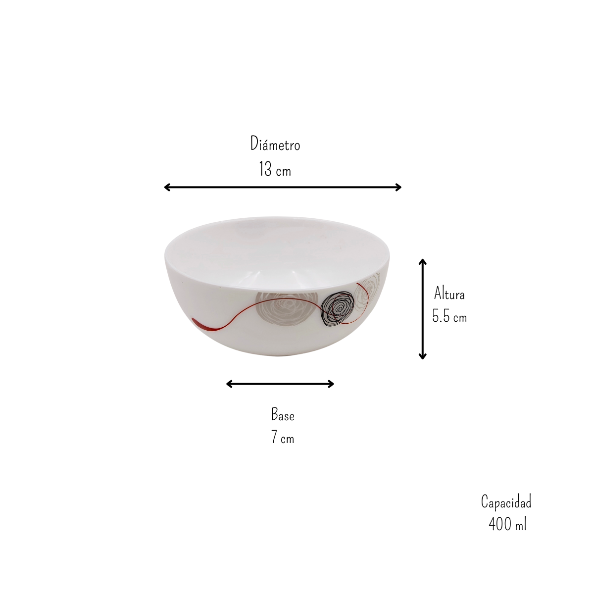 Plato hondo tazón sopero de vidrio opalino blanco 400 ml Lines LZKW-50