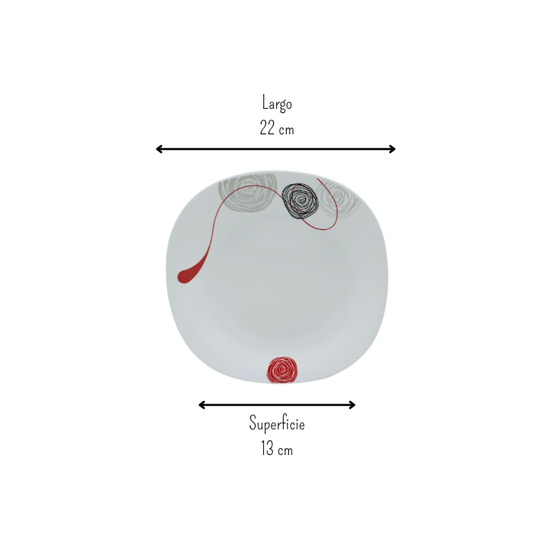 Plato trinche cuadrado Lines de 22 cm de vidrio opalino iLuminarc LFP85-A961050