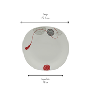 Plato trinche cuadrado Lines de 26.5 cm de vidrio opalino iLuminarc