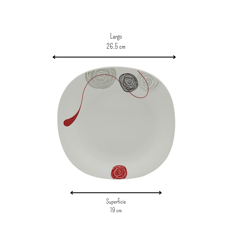 Plato trinche cuadrado Lines de 26.5 cm de vidrio opalino iLuminarc
