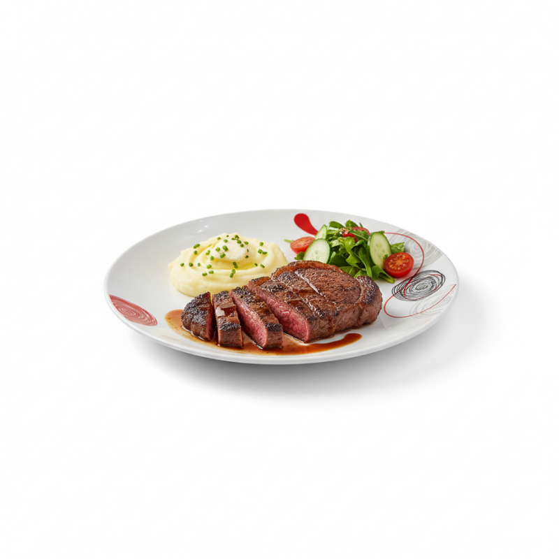 Plato Trinche Redondo Lines 27 cm Vidrio Opalino iLuminarc LYGP105-A961050