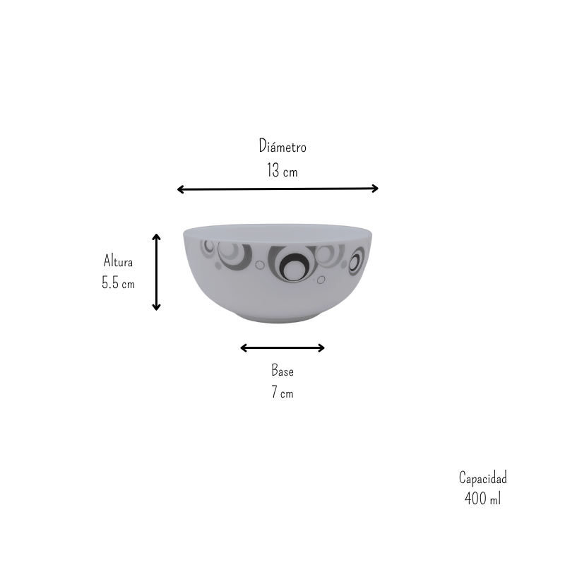 Tazón Sopero Redondo Dots 13 cm Vidrio Opalino ILuminarc LZKW50-K1021